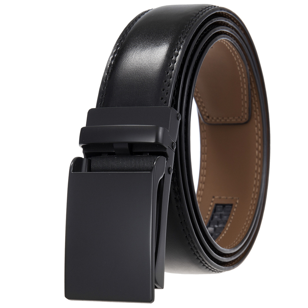 

Leather Chamfered Edge Men Belt Fashion All-match Adjustable Buckle Waistband Business Belt, With box