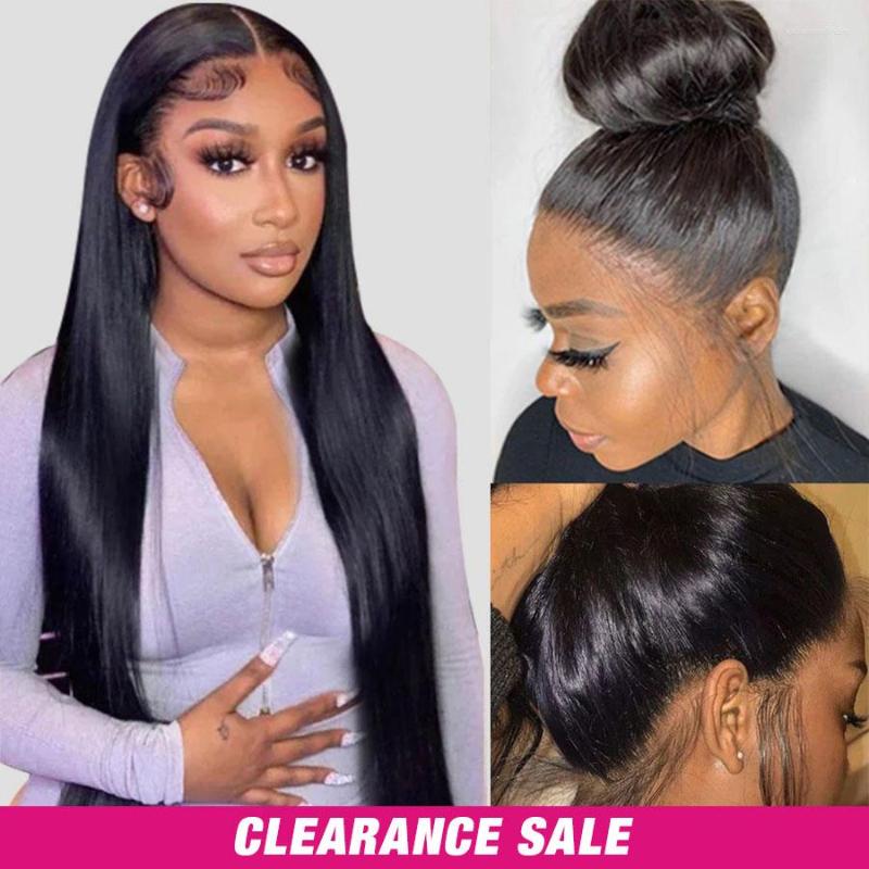 

Lace Frontal Wig 30 34Inch Straight Front Brazilian Transparent Human Hair Wigs For Women, Picture shown