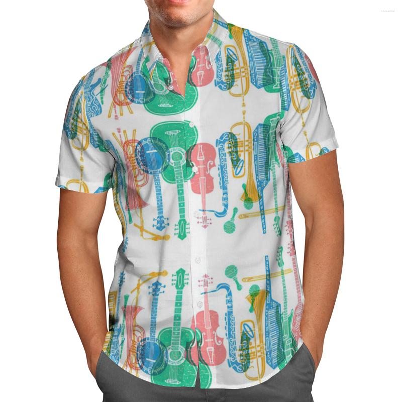 

Men's Casual Shirts Oil Painting Series Guitar 3D Print Summer Breathable Men's Hawaii Beach Streetwear Short Sleeve 5XL Tops, Hawaiian shirt 08