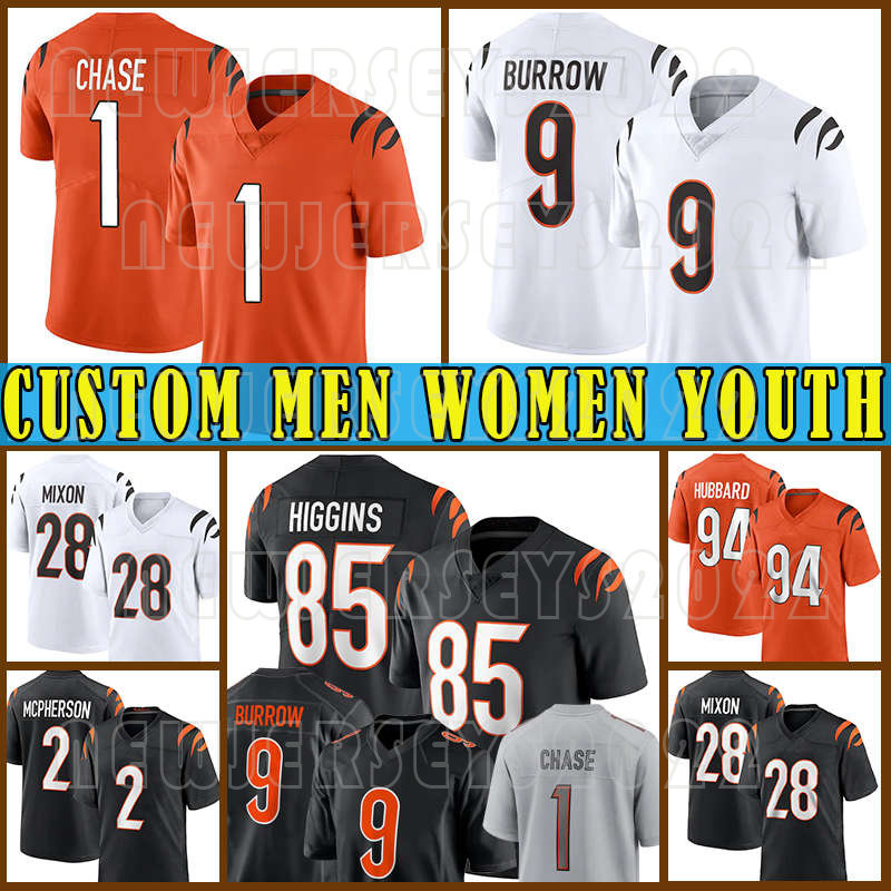 

9 Joe Burrow 1 Ja'Marr Chase Jersey Football Joe Mixon Tee Higgins Evan McPherson Jessie Bates III Sam Hubbard Trey Hendrickson Logan Wilson Tyler Boyd Daxton Hill Bell, Custom men (menghu)