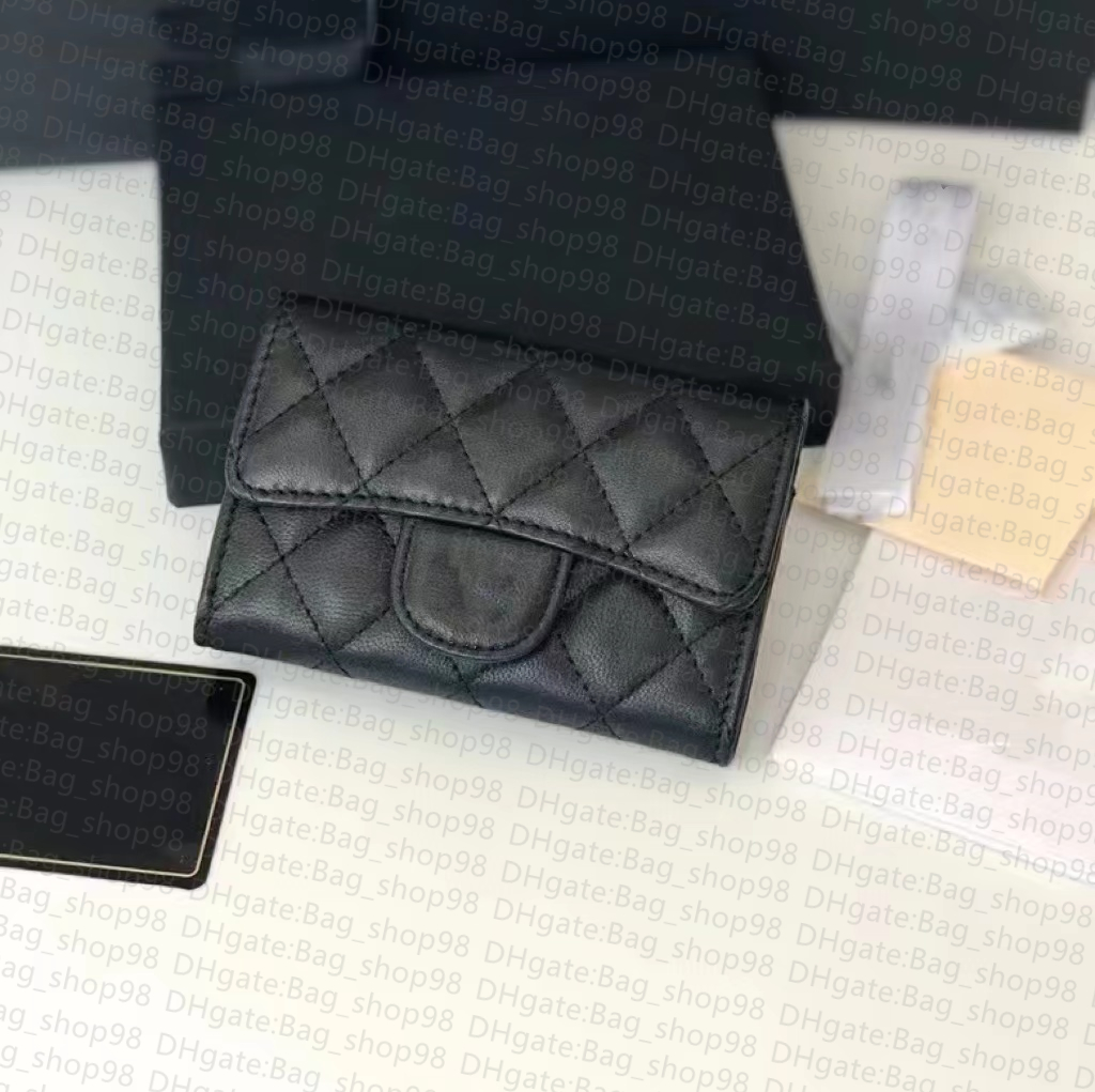 

5A women Wallets card bag clamshell skin caviar top metal LOGO luxury brand hand pocket pocket fashion, Black 11*8.5*3cm