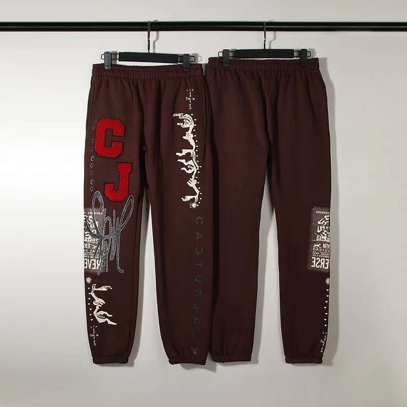 

Mens Designer Pants Sweatpants Fleece Towel Embroidery Retro Scott Jack Baggy Casual Trousers Brown High Street Hip Hop