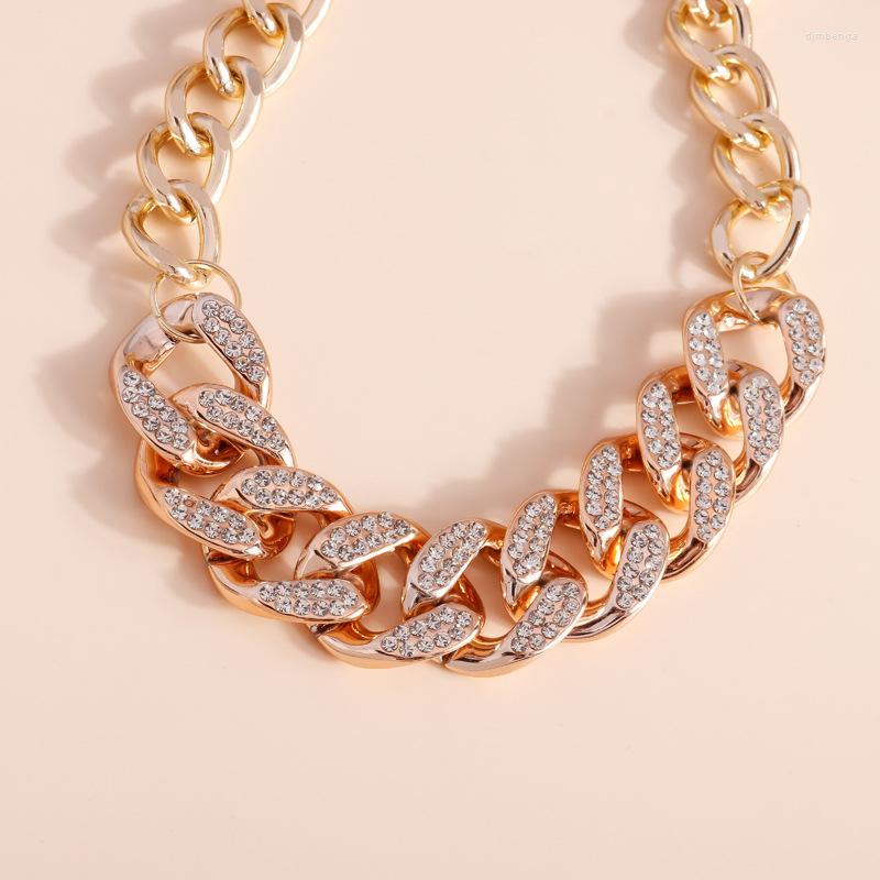

Choker Punk Hip Hop Cuban Link Chain Necklace Iced Out Rapper Crystals Fashion Bling Rhinestone Collar Jewelry Gift