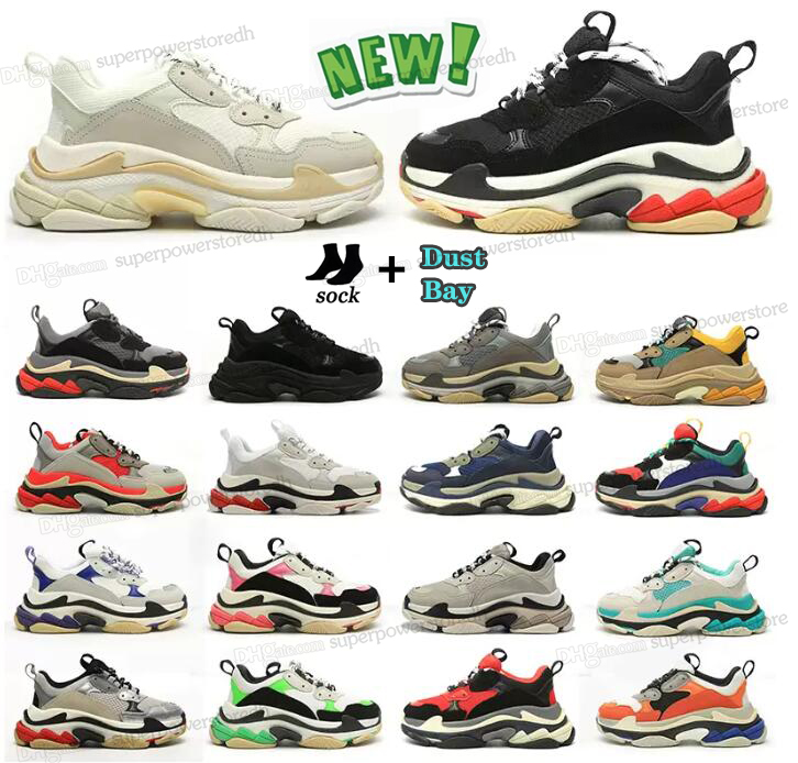 

triple s men women Running casual shoes 17FW old luxury platform sneakers Black White Beige Teal Blue Bred Red Pink Paris mens trainers Jogiing Walking Balencaigas, Hello