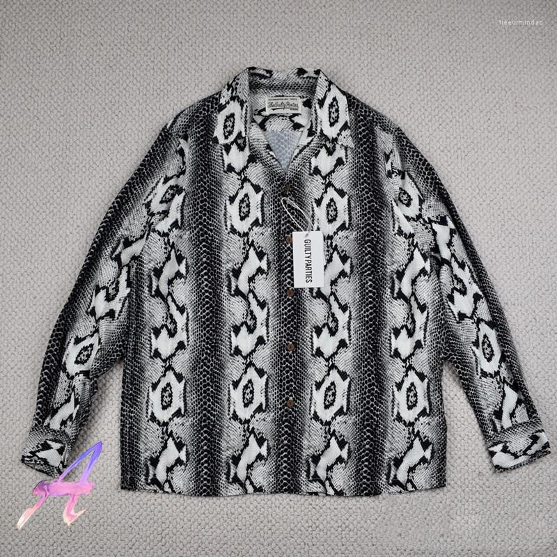 

Men's Casual Shirts WACKO MARIA High Quantity Snake Print Hawaiian Long Sleeve Shirt, W209-1
