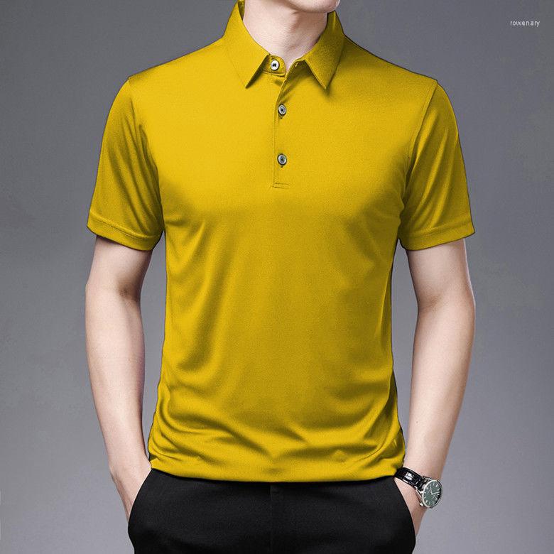 

Men's Polos Men 2022 Summer Fashion Business Casual Polo Shirt Men's Ice Silk Lapel Tops Tees Male Quick-drying Short-sleeved T-shirt, Gray