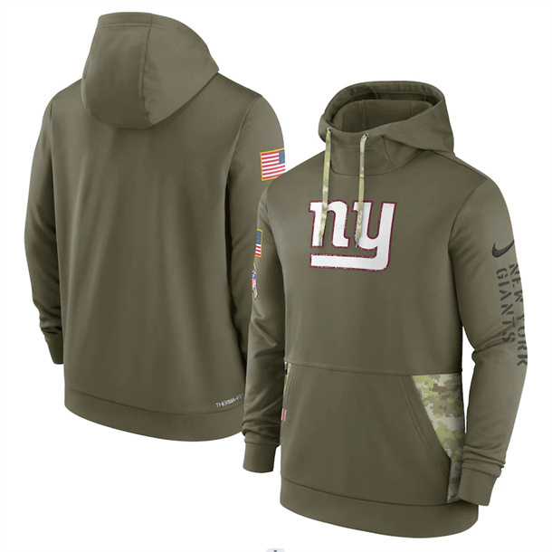 

Custom Men women youth New York''Giants''Olive 2022 Salute to Service Therma Performance Pullover Hoodie
