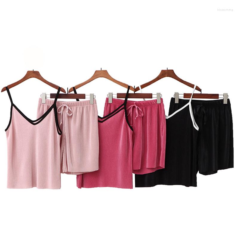 

Women' Shorts Ice Silk Women' Summer Wear Fashion Casual Pleated Loose Women Pants Ladies, Yellow