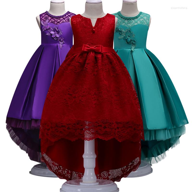 

Girl Dresses Flower Dress Red Trailer Puffy Wedding Party First Communion Eucharist Attended Princess Lace Evening, Purple