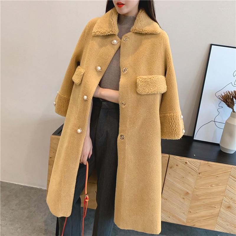 

Women' Fur Faux Coat 2022 Autumn Winter Lapel Long Jackets Ladies Fashion Warm Furry Coats Women Casual Covered Button, White