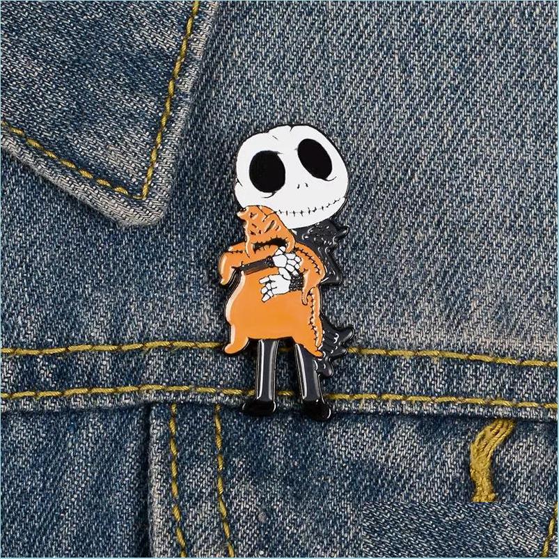 

Pins Brooches Skl Ghost Vintage Cute Small Funny Enamel Brooches Pins For Women Demin Shirt Decor Brooch Pin Metal Kawaii Jewelshops Dhypo