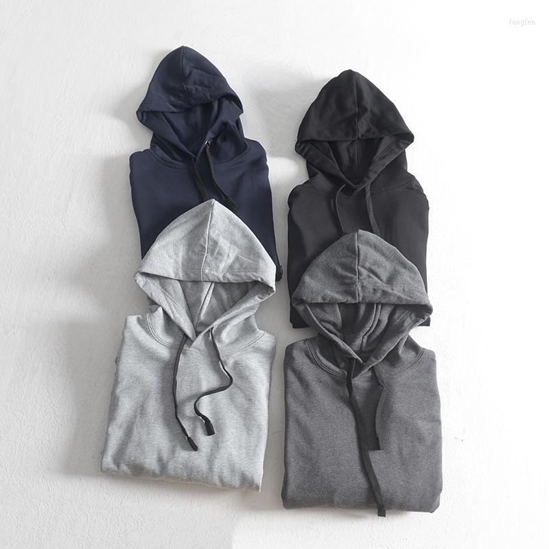 

Men's Hoodies 2022 Autumn Hooded Men's Pure Cotton Terry Fabric Comfortable Fashion Pullover Kangaroo Pocket Casual Sports Sweater, Black