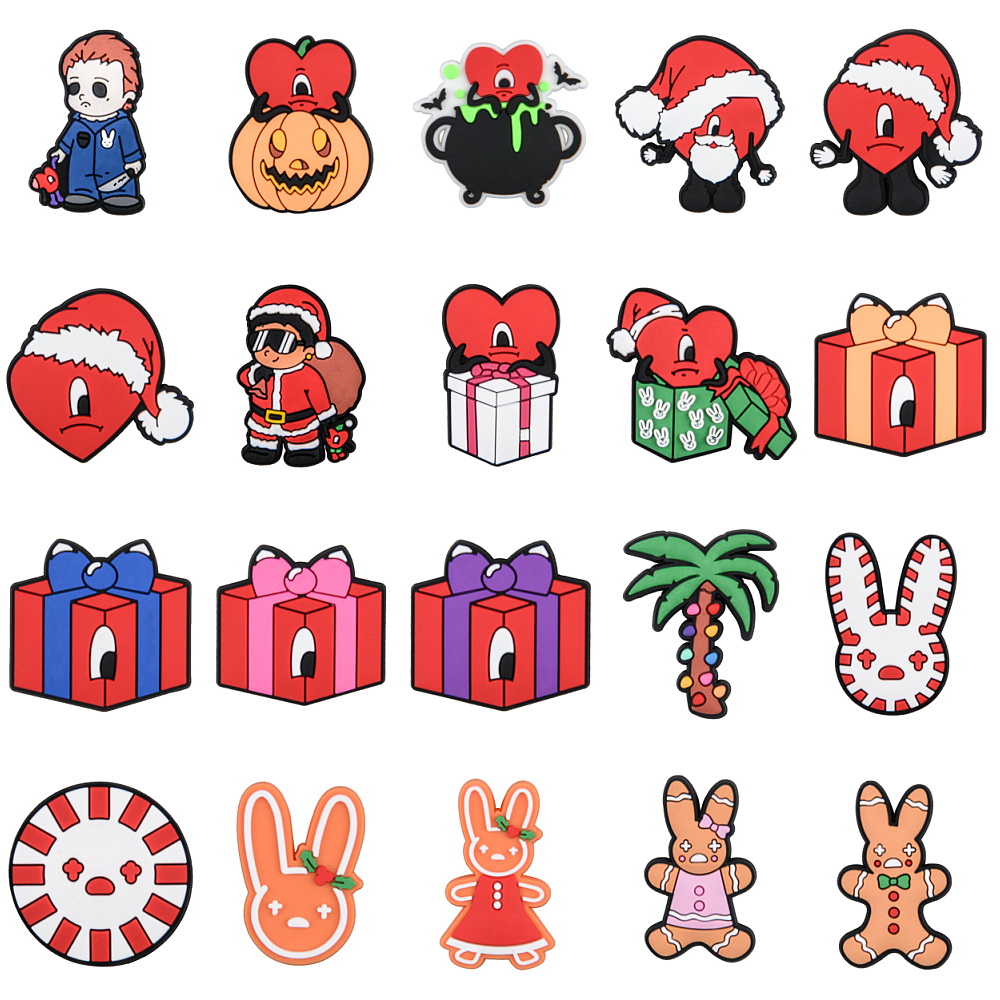 

New bad bunmy Christmas Croc pvc shoe charms shoe decoration custom for clog sandals