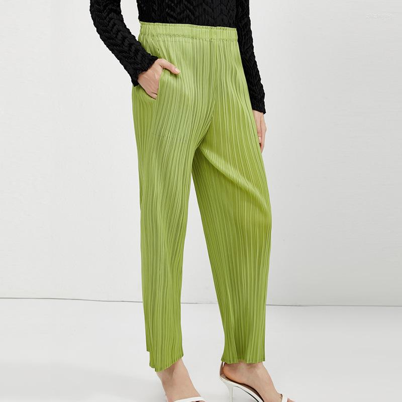 

Women' Pants Brand Fashion Women High-end Luxury Summer Loose Comfortable Stretch Casual Pleated Straight, Black