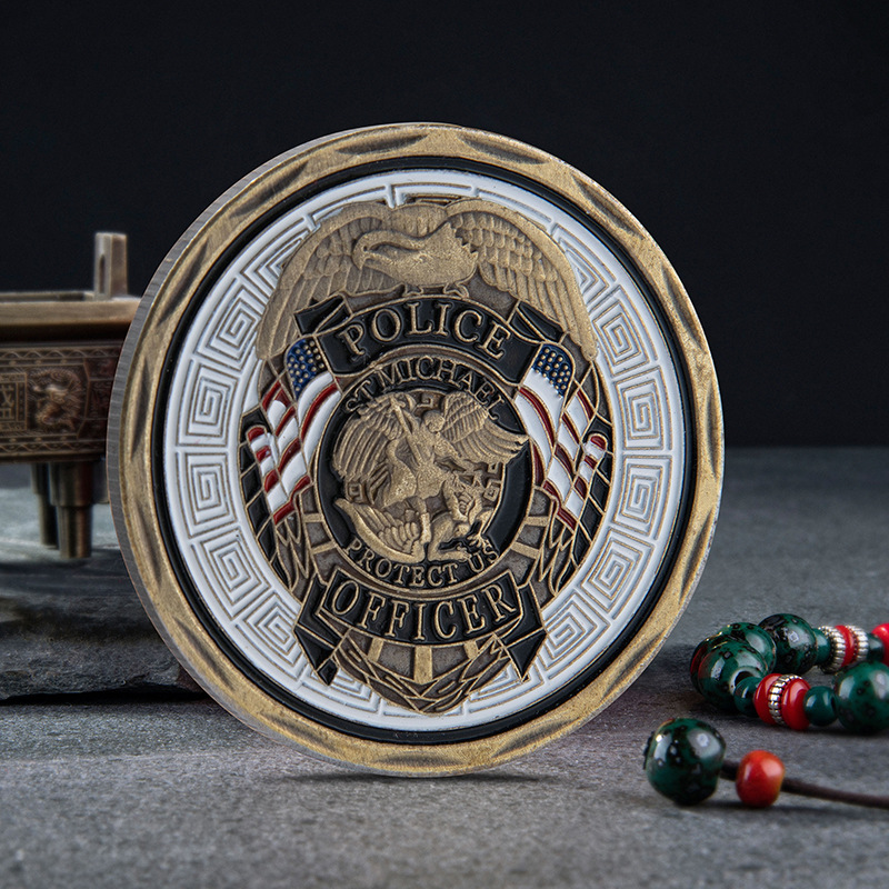

5pcs St Michael Protect Us Police Officer Craft Commemorative Gold Plated Multicolor Challenge Coin CollectIble Gifts