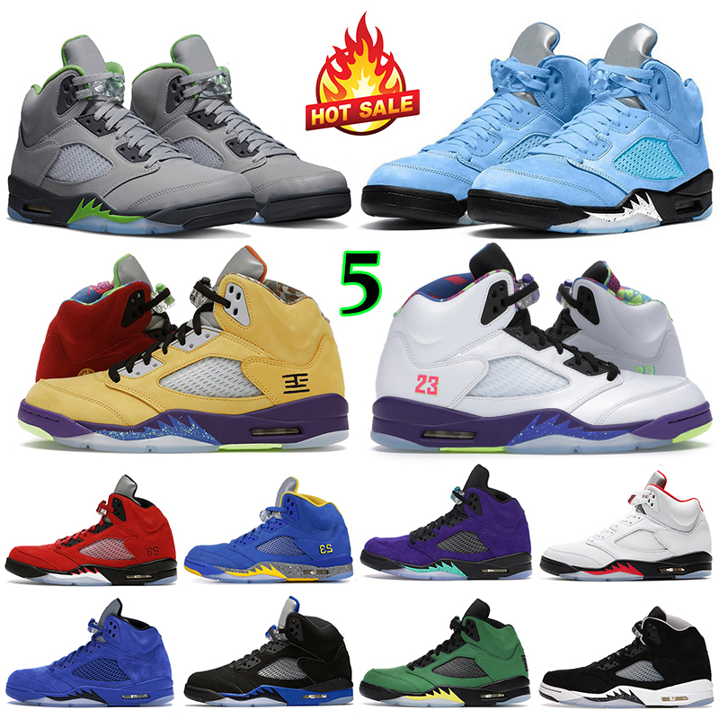 

Jumpman 5 Men Basketball Shoes 5s Oreo UNC Fire Red Concord Racer Blue Metallic Green Bean Anthracite Alternate Bel White Cement Mens Outdoor Sports Sneakers 40-47, Suede blue