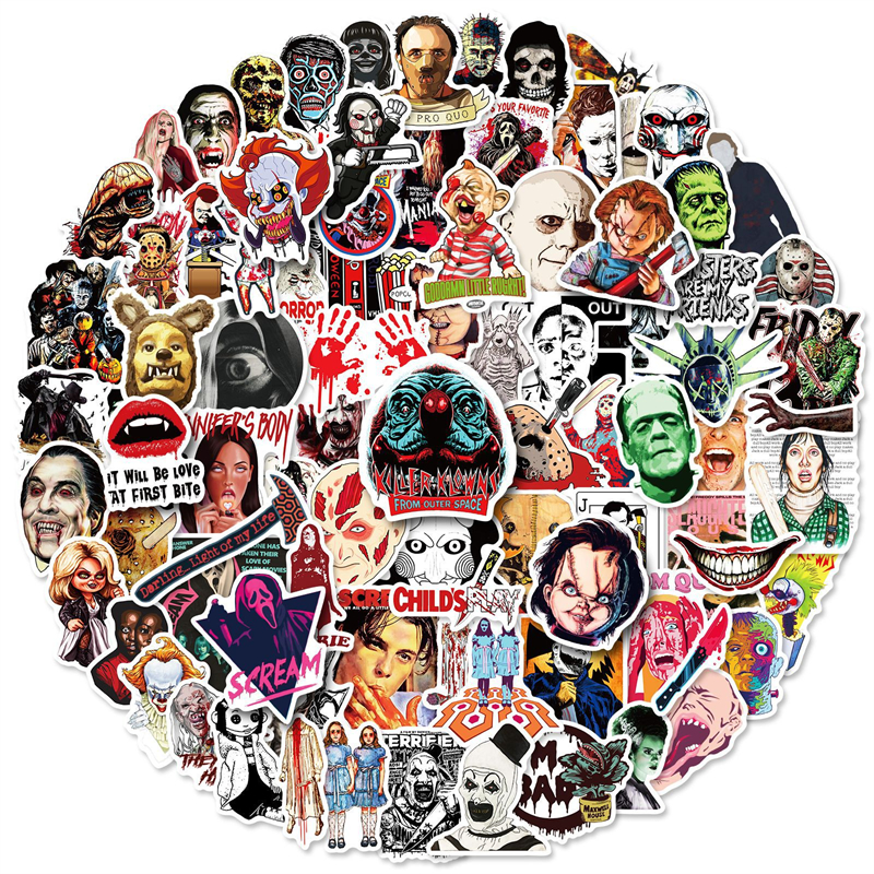 

100Pcs Horror Movie Stickers Scary Spooky Gifts Supernatural Sticker Halloween Stickers, Multi colors