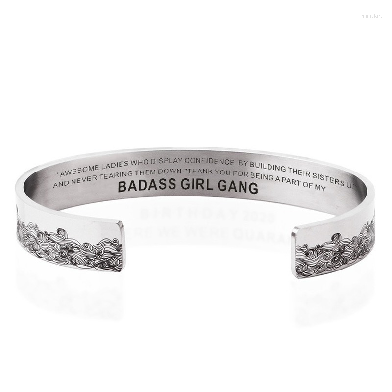 

Bangle 2022 Fashion 10mm Stainless Steel Bracelet Girl Gang Women's Jewelry Gold Silver Custom