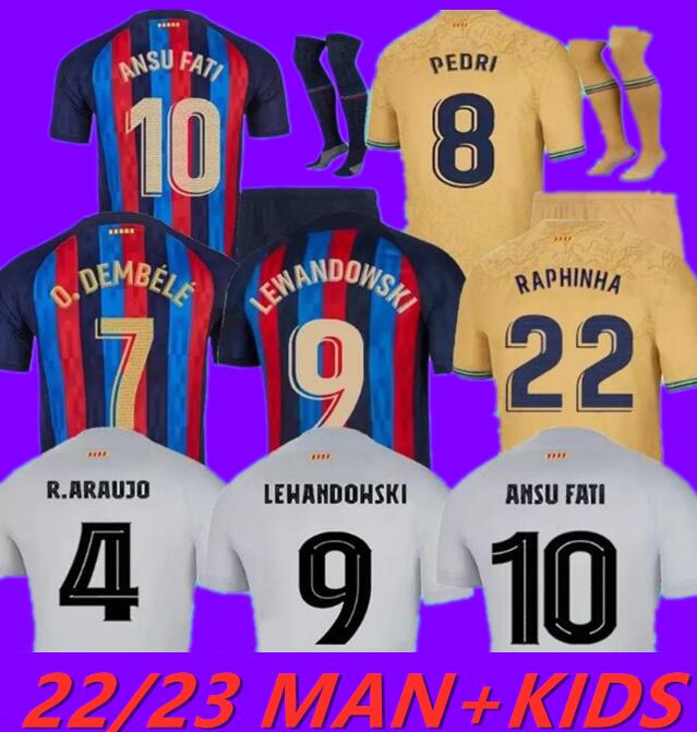 

22 23 Camisetas de football soccer jersey PEDRI LEWANDOWSKI GAVI 2022 2023 FC ANSU FATI FERRAN RAPHINHA barcelona DEST football shirt men barca kit kids equipments