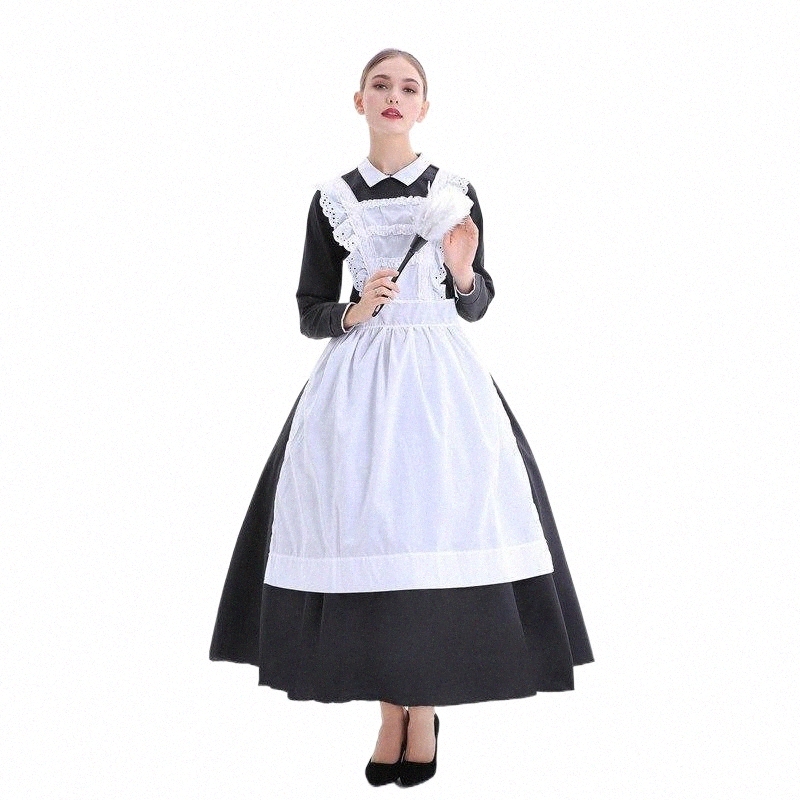 

theme Costume Plus Size Adult French Maid Sweet Gothic Lolita Dress Anime Cosplay Black White Uniform Halloween For WomenTheme V9Mv#