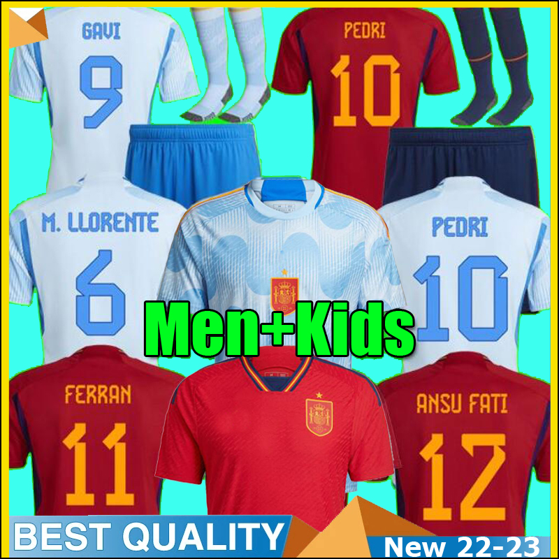

2022 2023 PEDRI Spain soccer jerseys Espana MORATA FERRAN KOKE GAVI ANSU FATI AZPILICUETA 22 23 WORLD RAMOS CUP fans Player version football shirts men kids kit, Kids home+socks