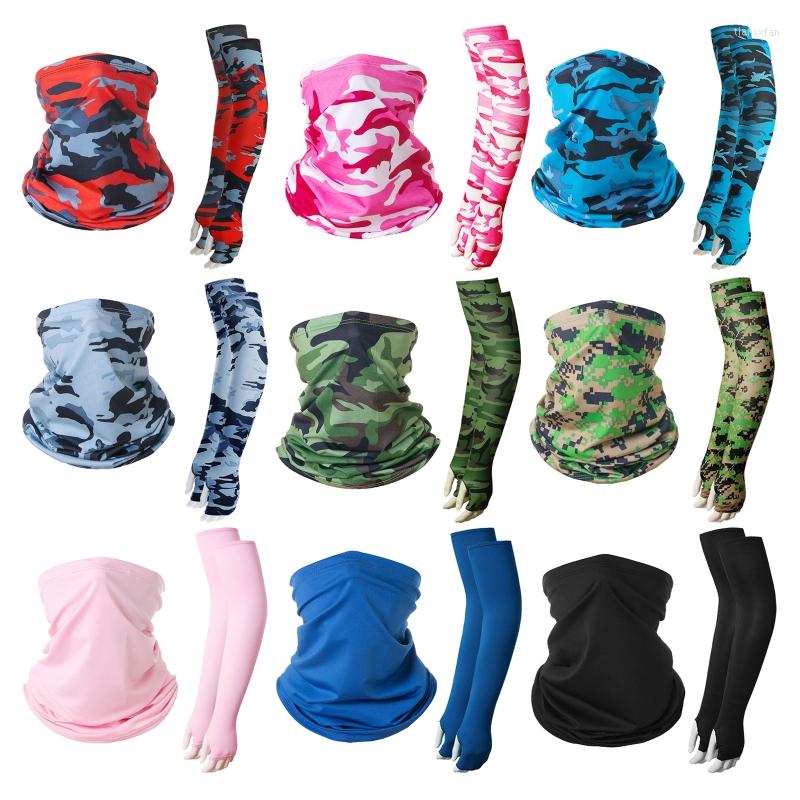 

Knee Pads H053 Sunscreen Sleeves And Bib Combination Sun With Thumb Hole For Driving Golfing Fishing Cycling Hiking, Camo hot pink