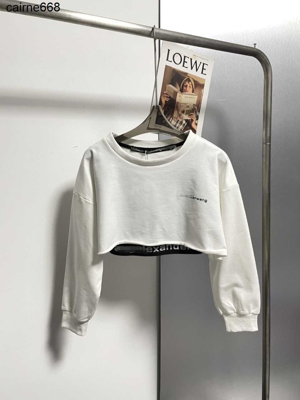 designer Women&#039;s Hoodies Sweatshirts Autumn alexanders Waist Short Open Belly wangs Tank Top White Two Piece Top Set-image-808267872