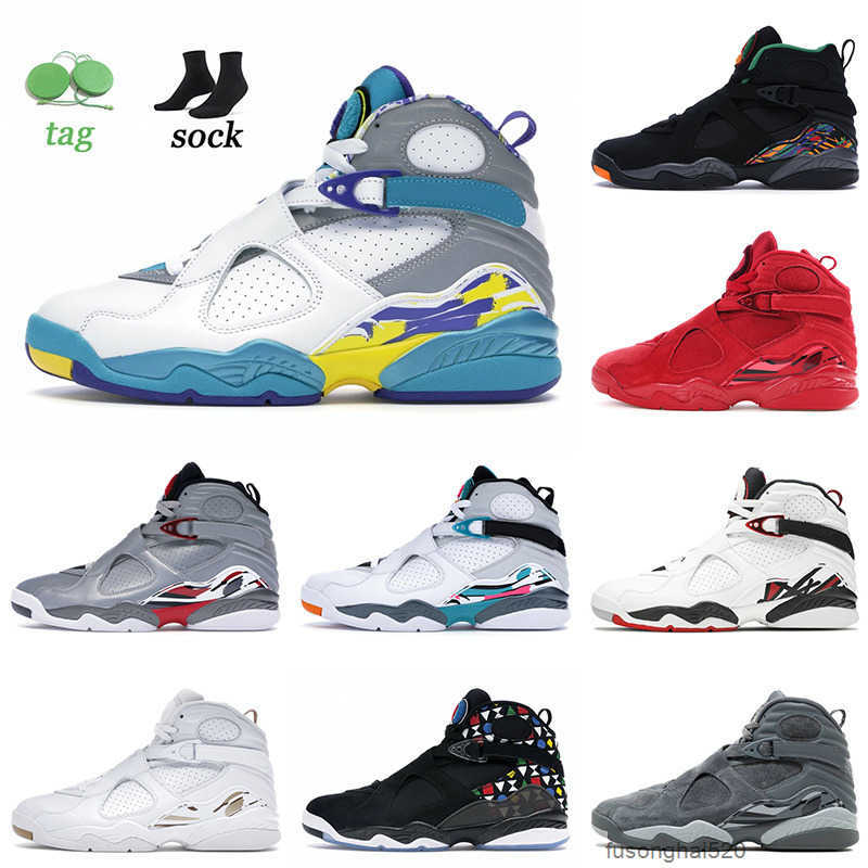 

White Aqua 2022 Arrival Jumpman 8 Basketball Shoes Valentines Day Triple Black South Beach Snowflake Alternate Sneakers jordens JORDON, A6 cool grey 40-47