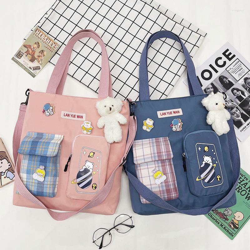 

Evening Bags Ladies Tote Shoulder Bag Cotton Shopping Women Eco Reusable Shopper Lattice Flip Pocket Messenger Student Textbook, Black