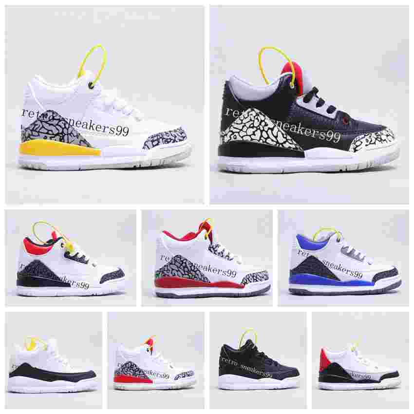

2022 kids shoes toddler designer Jumpman 3 Running youth basketball shoe J3 childrens shoes sneaker girls boys new White Black sports all match athletic sneakers, Box