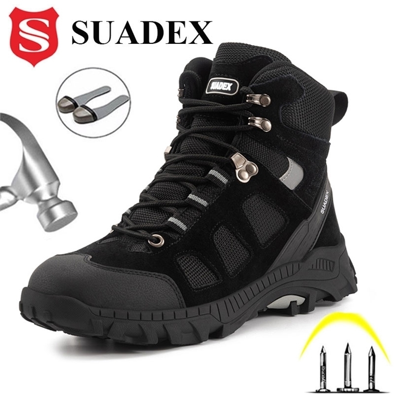 

Boots SUADEX Men Work Safety Boots Men Antismashing Industrial Work Shoes Antisand Desert Boot Outdoor Ankle Footwear EUR Size 3748 220930, 1876 black