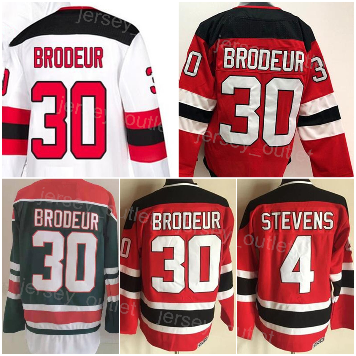 

Men Retro Hockey 30 Martin Brodeur Jersey Vintage Classic 4 Scott Stevens Reverse Retro Red White Green Team Color Embroidery And Sewing For