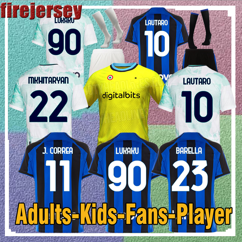 

LUKAKU inters soccer jerseys BARELLA CORREA INTERS DZEKO GIROUD IBRAHIMOVIC LAUTARO MILANS THEO BRAHIM 22 23 football shirt 2022 2023 uniforms men kids sets 81019, Third