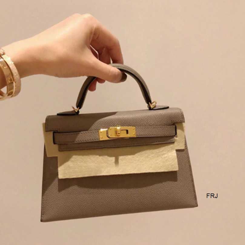 

Designer Herme Handbags Kelys Bags 2022 Second Generation Hand Palm Print Leather Womens Fashion Mini One Shoulder Diagonal Cross Portable Small Square, Golden brown