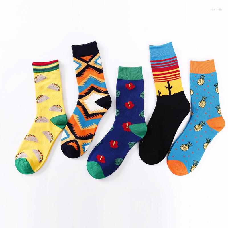 

Men's Socks 43 Patterns 1pair Combed Cotton Fashion Funny Hip Hop Unisex Yellow Women Harajuku Fruit Skateboard Green Lemon Happy Sox, Qu qi 6