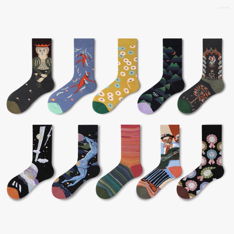 

Men's Socks Spring & Summer Harajuku Cotton Casual Women Fashion Design Cartoon Colorful Happy Couple SocksParty Dress, Picture color