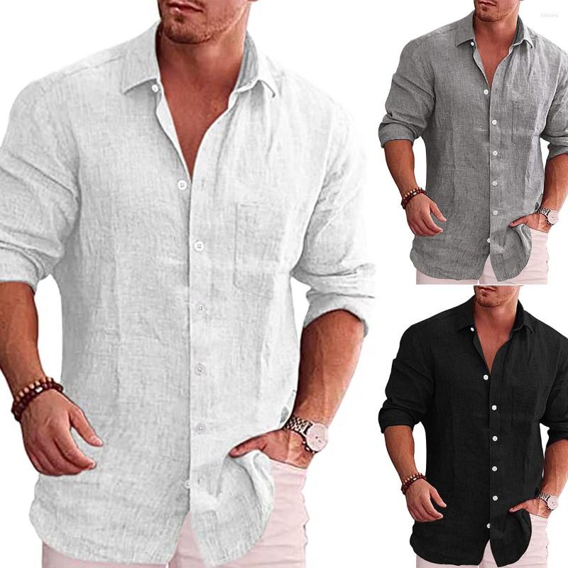 

Men' Casual Shirts Linen Men' Cotton Blouse Long Sleeve Fashion Autumn Spring Handsome Men Shirt, Grey 06