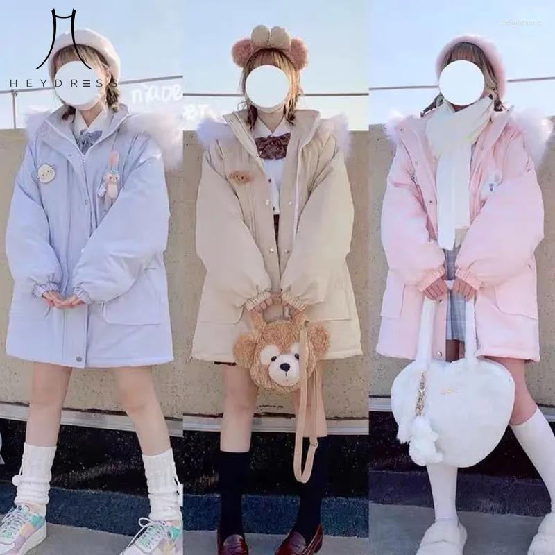 

Women' Down White Cotton Padded Jacket Winter Women Loose Fashion Korean Style Harajuku Sweet Girl Femme Warm Lolita JK Parkas Coat Y2k, Sky blue