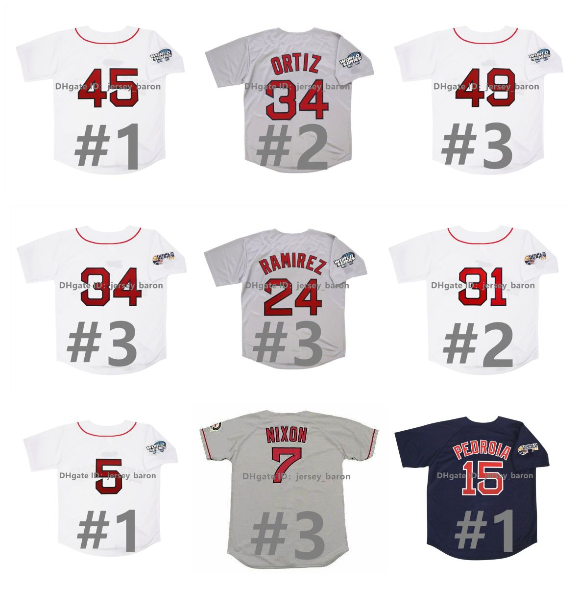 

baseball jersey Vintage David Ortiz 2004 World Series Baseball Jersey Manny Ramirez Jason Varitek Dustin Pedroia Trot Nixon Garciaparra Mike, As pic
