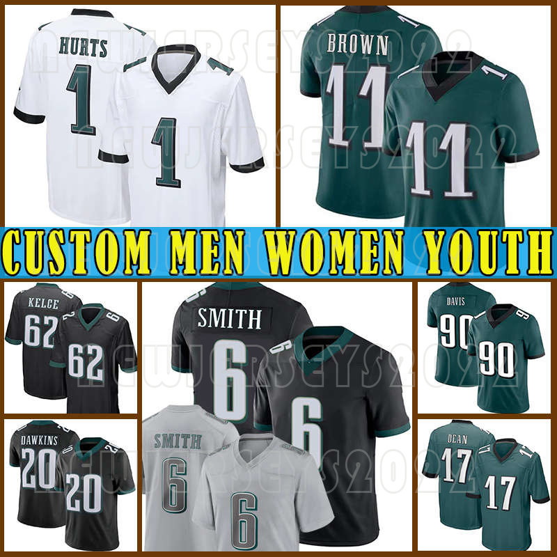 

1 Jalen Hurts 6 DeVonta Smith Jerseys Football 11 A.J. Brown Darius Slay Jr Jason Kelce Gardner Minshew II Landon Dickerson Brandon Graham 17 Dean 90 Davis 68 Mailata, Custom youth(laoying)