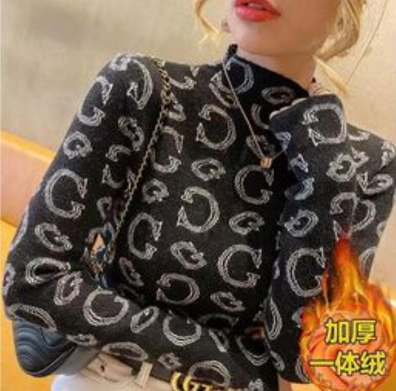 

Women's Sweaters Vintage Thicken Warm Turtleneck Long Sleeved T-shirts Plus Velvet Soft Elegant Tops, 17