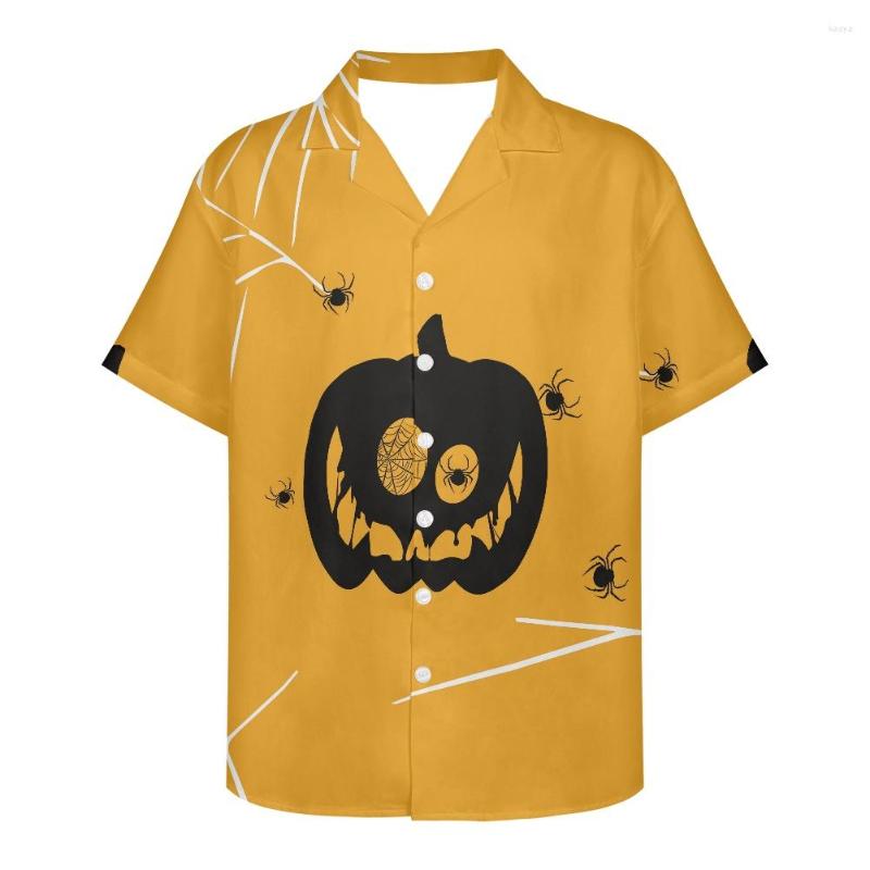 

Men' Casual Shirts Summer Men Clothing The Loose Leisure Men' Shirt Halloween Pumpkin Black Print Short Sleeve V Neck, Ysfj0110f16