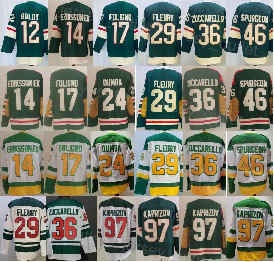 

Reverse Retro Hockey 97 Kirill Kaprizov Jersey 36 Mats Zuccarello 24 Matt Dumba 46 Jared Spurgeon 17 Marcus Foligno 29 Marc-Andre Fleury 14 Joel Eriksson Ek Matt Boldy, Green