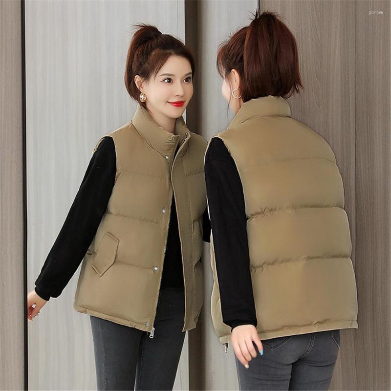 

Women's Vests Autumn Winter Short Vest Coat Sleeveless Parka Female Down Cotton Padded Waistcoat Ladies Zipper Jacket Women Fashion, Pink
