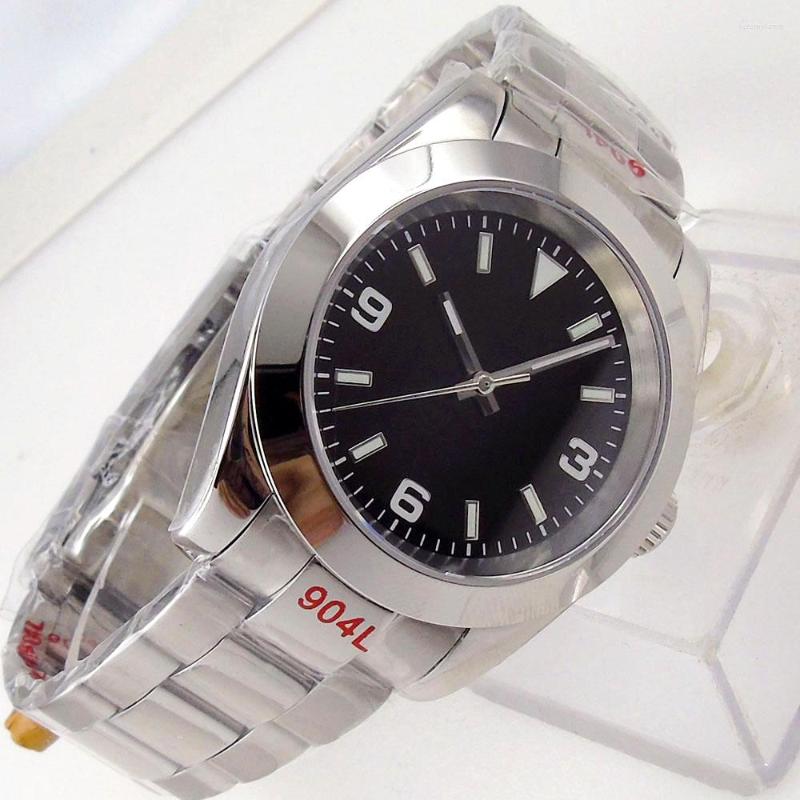 

Wristwatches 39mm Automatic Men Watch Middle Polish Band Date-just Hand Nologo Black Bezel NH35A MIYOTA Movement, Mingzhu 2813