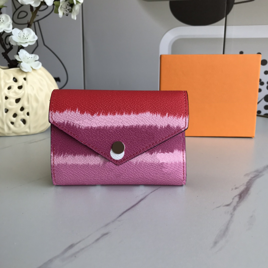 

Chic Gradient Envelope Wallets Leather Short Money Clips Women Coin Purse Mini Wallet Card Holder With Box, 1/with box