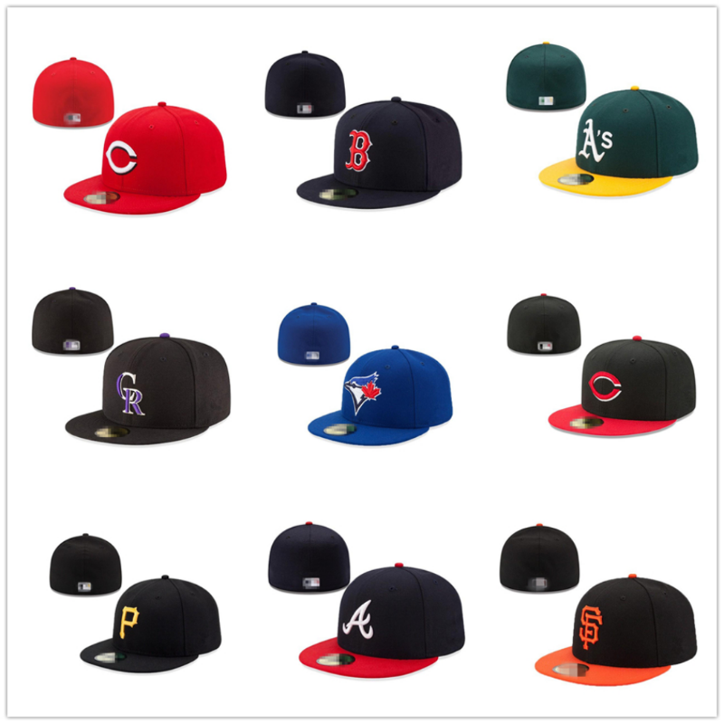 

2022 Popular Hip Hop Men's Sport Team Caps On Field Full Closed Design Solid Color Letter A;s Green Yellow Color B A D SF Size Baseball Fitted Hats N5