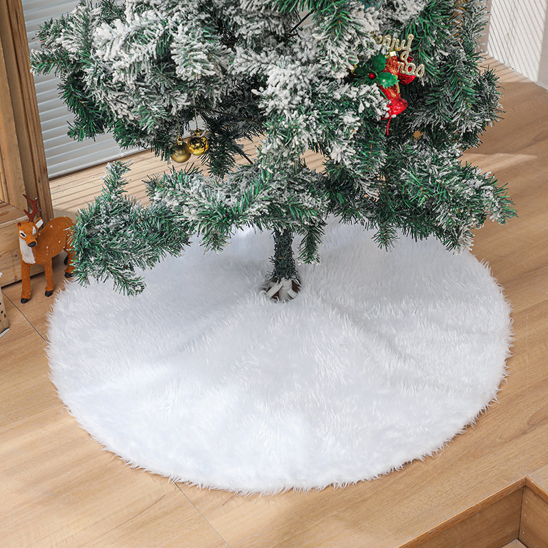 

2022 new white plush Christmas tree skirt Europe and the United States holiday decorations