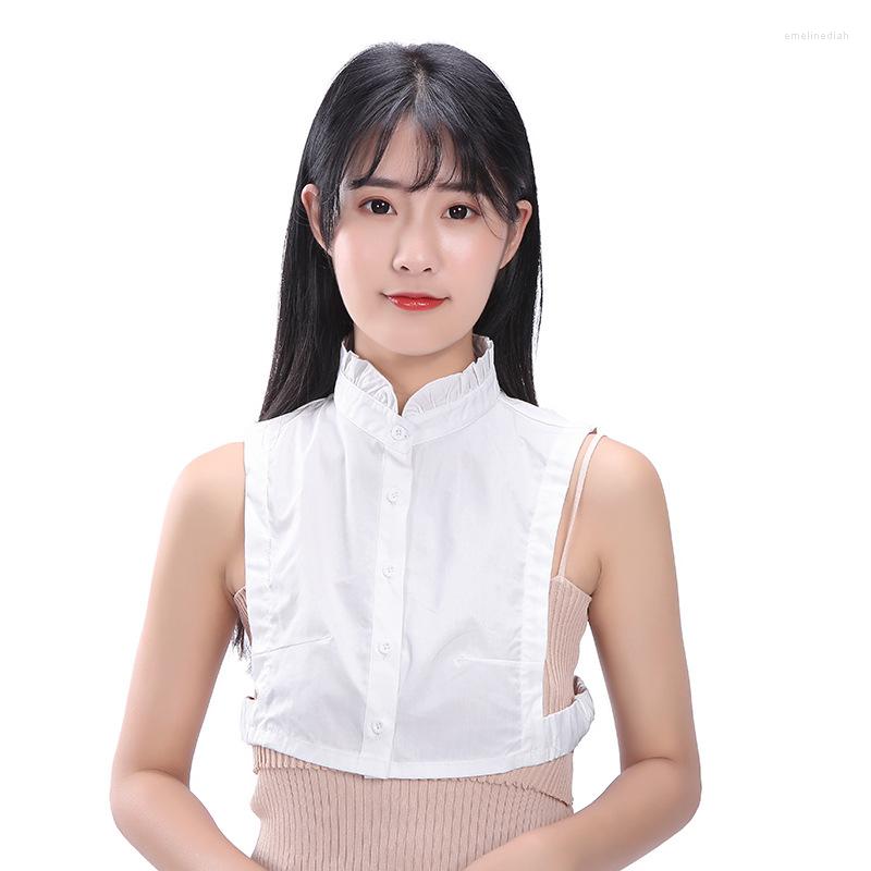 

Bow Ties Linbaiway Shirt Fake Collar Women White False Tie Detachable Lapel Blouse Top Half Clothes Decor