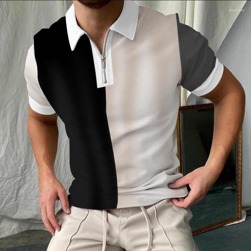 

Men's Polos Summer Quality Casual Fashion Polo Shirt Low-key Solid Color Plaid Office Men's Lapel Zipper T-shirt Street Wear, Ktk8g2127177